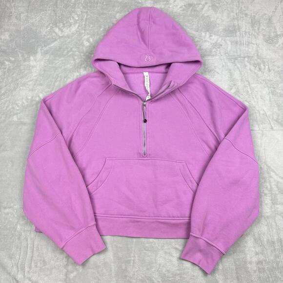 Tops - Lululemon Scuba Half Zip Hoodie XL/XXL Pink Purple Cropped Fleece Logo LW3DM4S